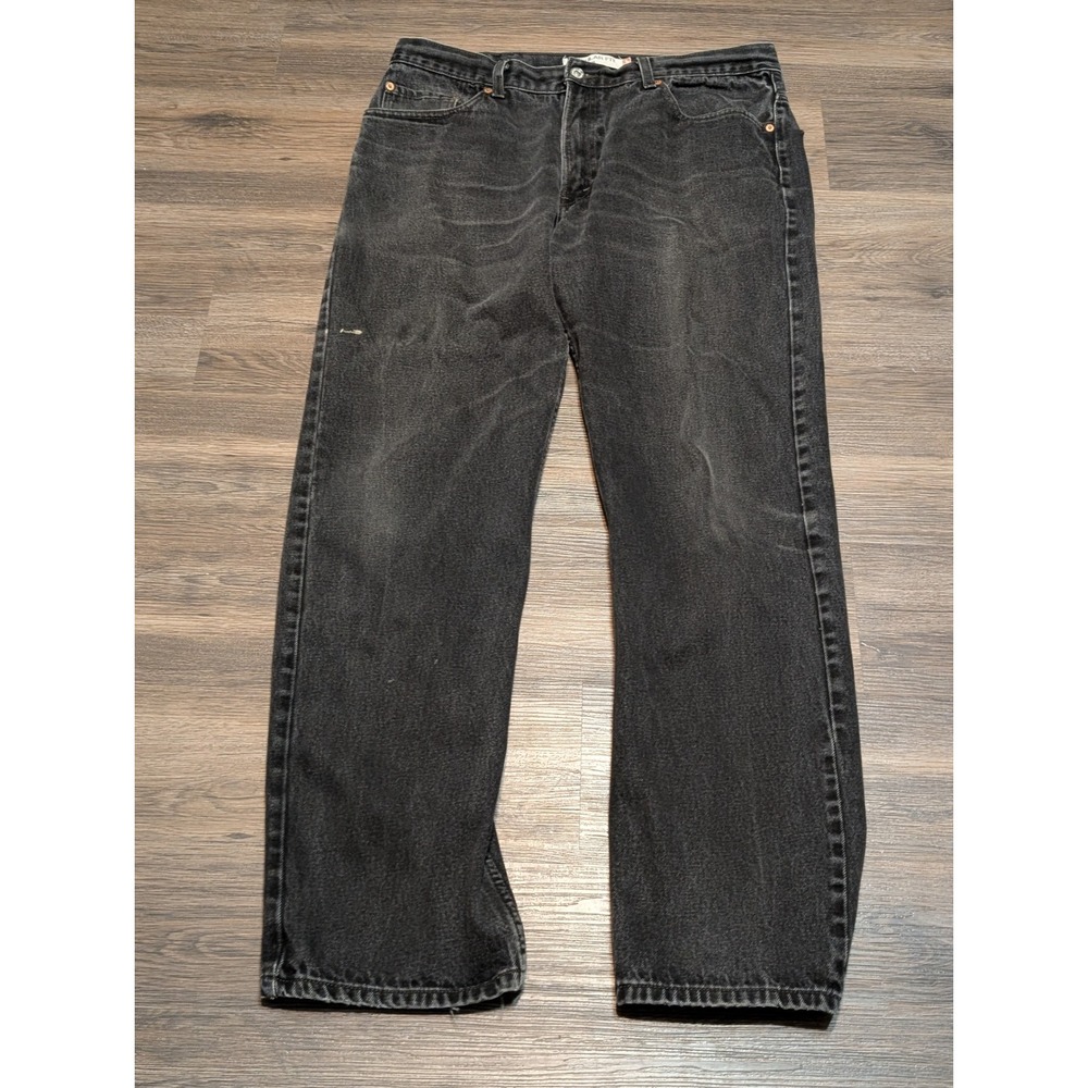Levi Strauss 505 Mens 38x34 Gray /Black Regular Fit Cotton Jeans
